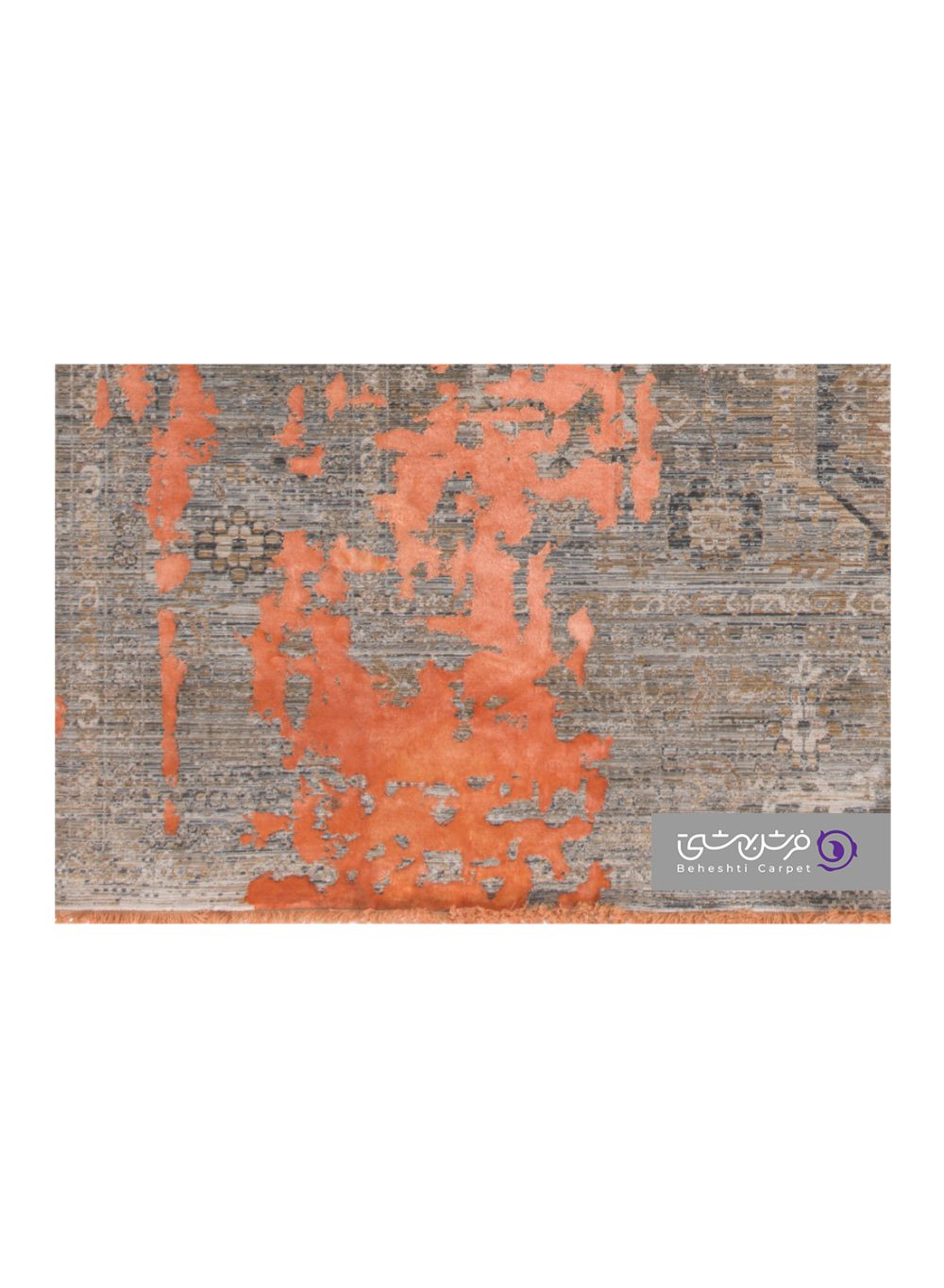 جزییات نقش فرش طرح یونیک کد 8501 نارنجی تیره