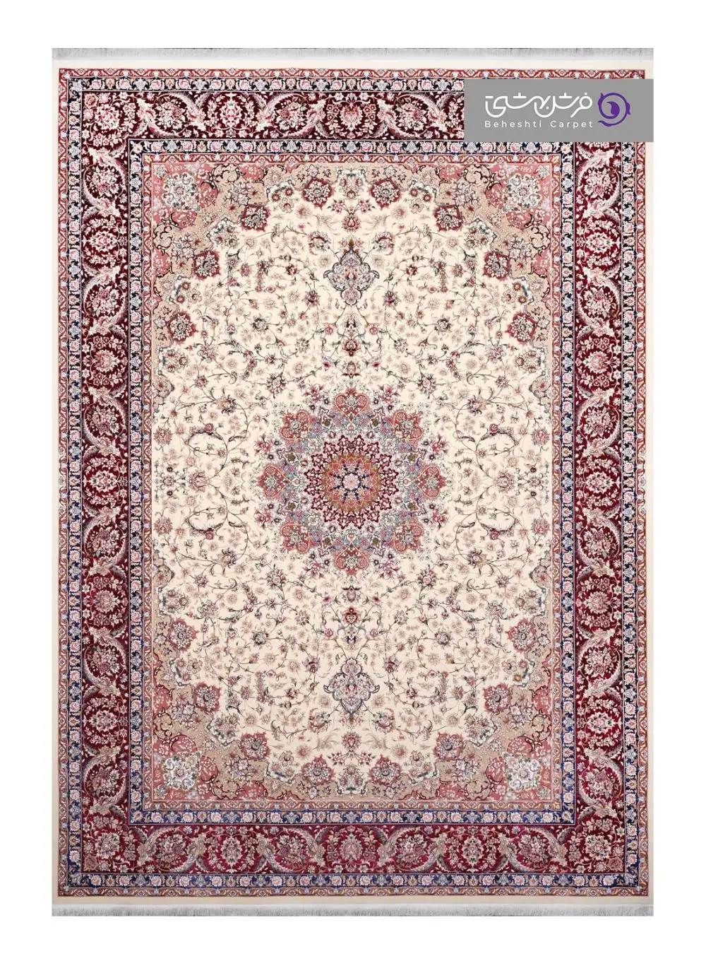 نقش فرش بهشتی طرح آیتان کد T31 موزی ارغوانی